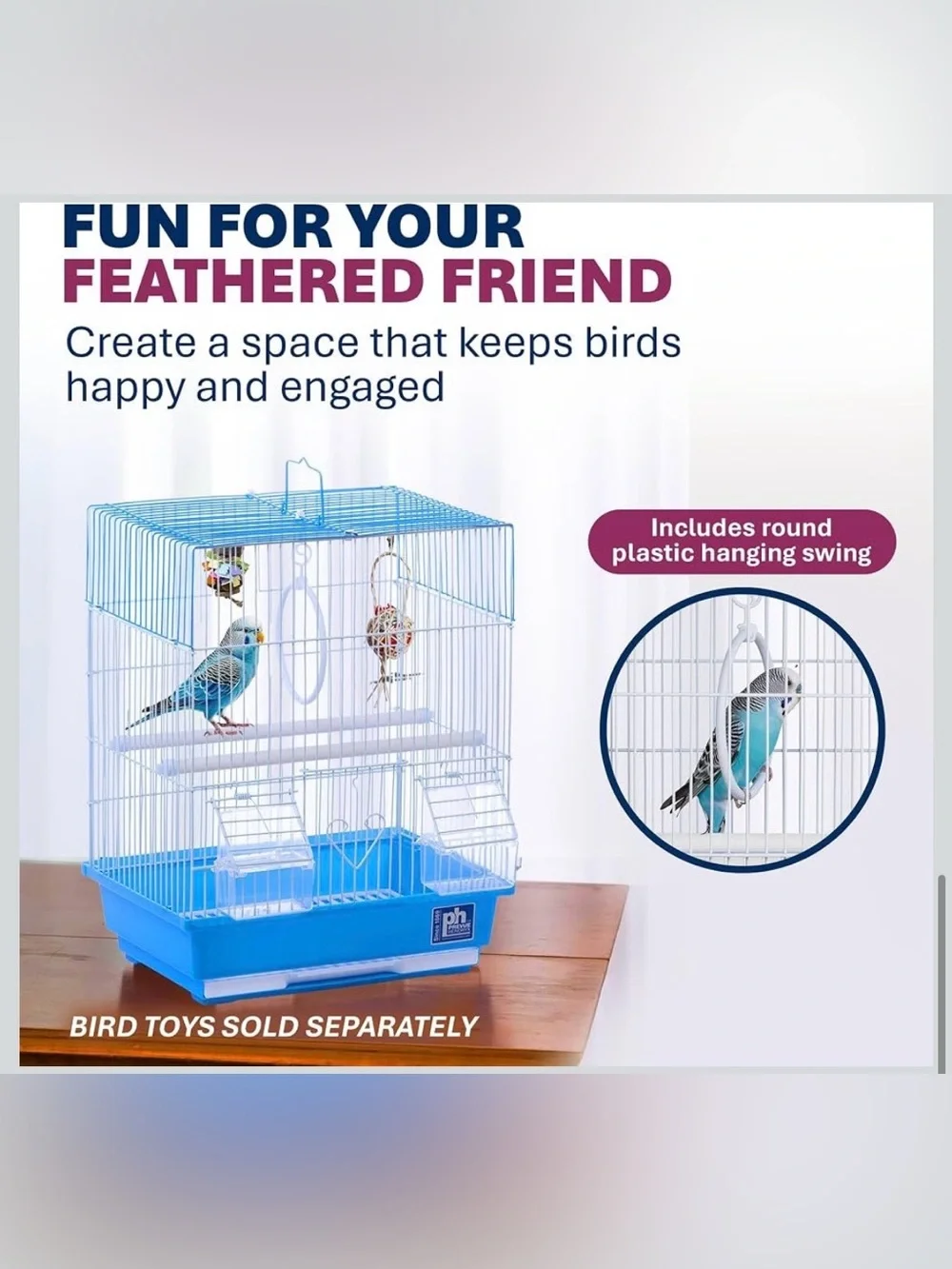 Prevue Pet Products Parakeet Square Roof Bird Cage with Handle